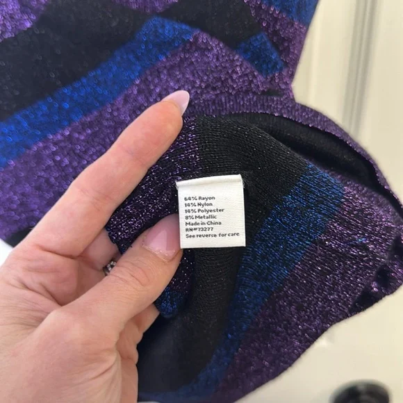 Black and Purple Sleeveless Tank Top with Stripes - Picture 5 of 7